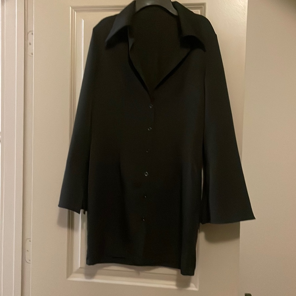Black Button Up Collar Dress